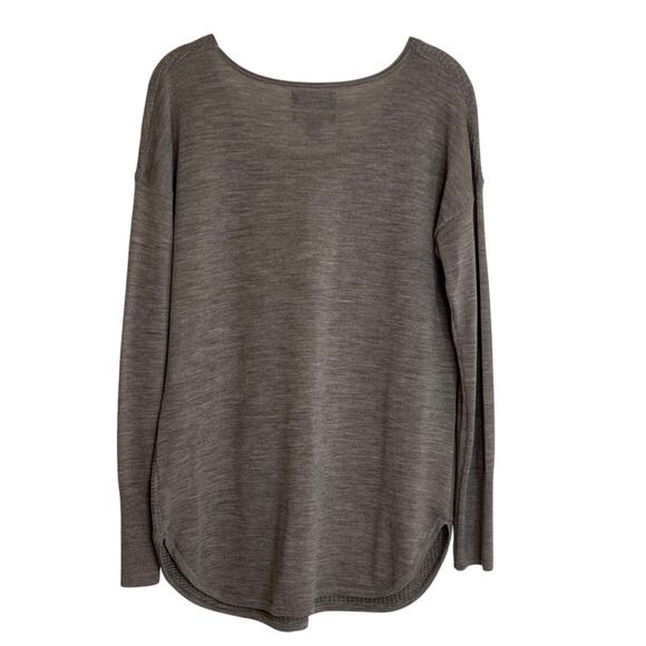 Cynthia Rowley Womens Sweater Large Taupe Scoop Neck Long Sleeve Merino Wool - Picture 3 of 5